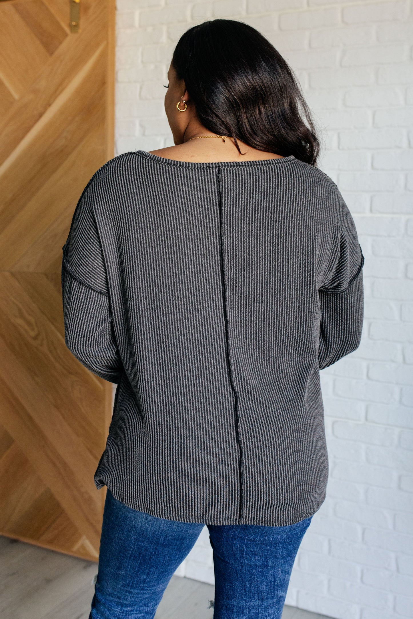 Kinda Sorta Ribbed Top in Charcoal