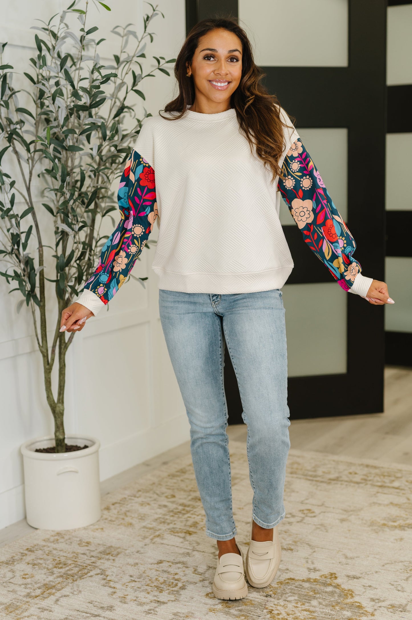 Sing a Melody Floral Sleeve Top